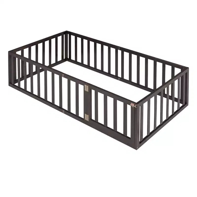 Letto a castello singolo bianco con recinzione e porta, legno di pino, 1 bambino