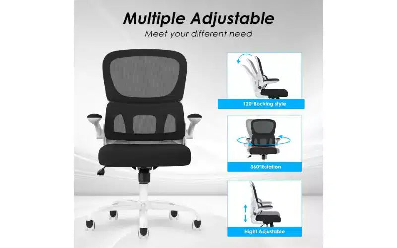 Sedia da ufficio ergonomica, nero / bianco e nero / grigio e bianco / kaki e bianco, doppio rivestimento in rete, 1 seduta