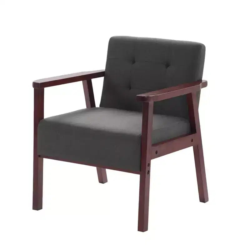Poltrona accent in tessuto, lino / PU, con un posto a sedere, nei colori nero / grigio