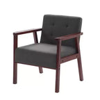Poltrona accent in tessuto, lino / PU, con un posto a sedere, nei colori nero / grigio