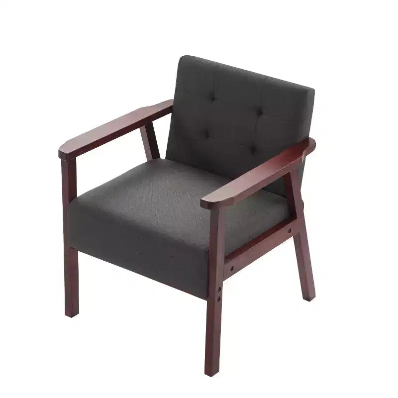 Poltrona accent in tessuto, lino / PU, con un posto a sedere, nei colori nero / grigio