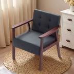 Poltrona accent in tessuto, lino / PU, con un posto a sedere, nei colori nero / grigio