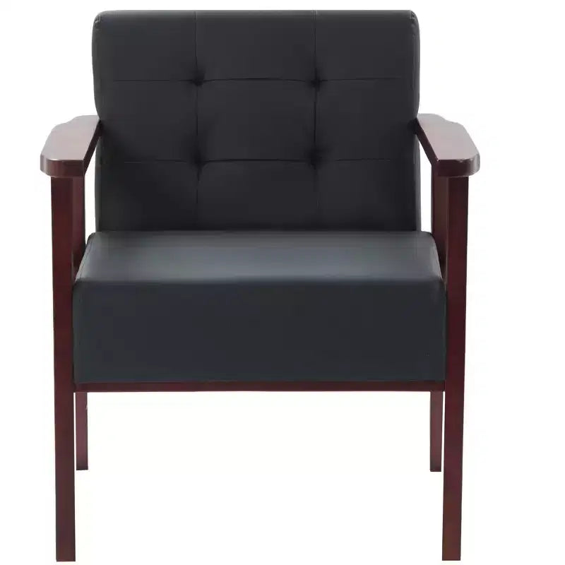 Poltrona accent in tessuto, lino / PU, con un posto a sedere, nei colori nero / grigio