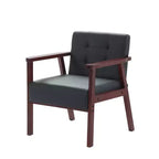 Poltrona accent in tessuto, lino / PU, con un posto a sedere, nei colori nero / grigio