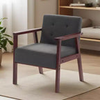 Poltrona accent in tessuto, lino / PU, con un posto a sedere, nei colori nero / grigio