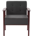 Poltrona accent in tessuto, lino / PU, con un posto a sedere, nei colori nero / grigio