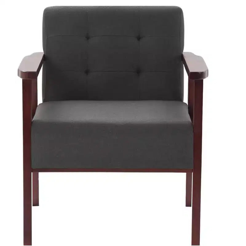 Poltrona accent in tessuto, lino / PU, con un posto a sedere, nei colori nero / grigio