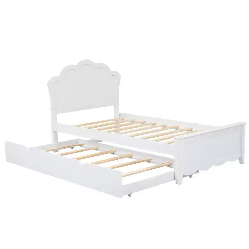 Letto a Piattaforma in Legno Marrone con Letto Estraibile, Una Piazza/Matrimoniale, 2 Posti