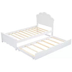 Letto a Piattaforma in Legno Marrone con Letto Estraibile, Una Piazza/Matrimoniale, 2 Posti