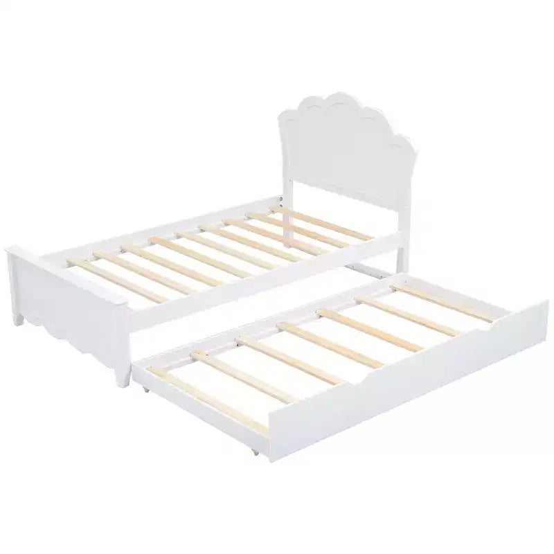 Letto a Piattaforma in Legno Marrone con Letto Estraibile, Una Piazza/Matrimoniale, 2 Posti