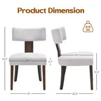 Sedie da pranzo imbottite senza braccioli, schienale curvo e struttura in legno massello, set da 2 (Beige/Nero, Beige/Noce, Nero, Grigio)