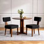Sedie da pranzo imbottite senza braccioli, schienale curvo e struttura in legno massello, set da 2 (Beige/Nero, Beige/Noce, Nero, Grigio)