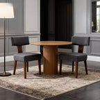 Sedie da pranzo imbottite senza braccioli, schienale curvo e struttura in legno massello, set da 2 (Beige/Nero, Beige/Noce, Nero, Grigio)