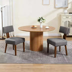 Sedie da pranzo imbottite senza braccioli, schienale curvo e struttura in legno massello, set da 2 (Beige/Nero, Beige/Noce, Nero, Grigio)