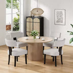 Sedie da pranzo imbottite senza braccioli, schienale curvo e struttura in legno massello, set da 2 (Beige/Nero, Beige/Noce, Nero, Grigio)