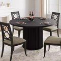 47Inch Round Dining Table for 4 to 6 People,Dining Table with Sturdy Metal Pedestal Base in Wave Shape,Circular Kitchen Table for Dining Room,Kitchen