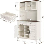 Dispensa da cucina White Hutch con supporto per microonde, 2 cassetti
