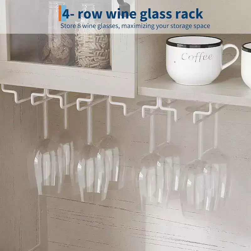 Dispensa da cucina White Hutch con supporto per microonde, 2 cassetti