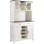 Dispensa da cucina White Hutch con supporto per microonde, 2 cassetti