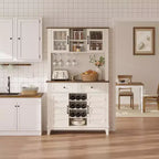 Dispensa da cucina White Hutch con supporto per microonde, 2 cassetti