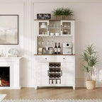 Dispensa da cucina White Hutch con supporto per microonde, 2 cassetti