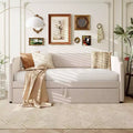 Zeus & Ruta Twin Velvet Upholstered Daybed with Pop Up Trundle & Nailhead Trim