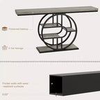 Tavolino consolle stretto industriale da 55" con 5 ripiani – motivo a fiamma / grigio / colore retrò
