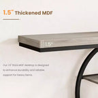 Tavolino consolle stretto industriale da 55" con 5 ripiani – motivo a fiamma / grigio / colore retrò