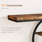 Tavolino consolle stretto industriale da 55" con 5 ripiani – motivo a fiamma / grigio / colore retrò