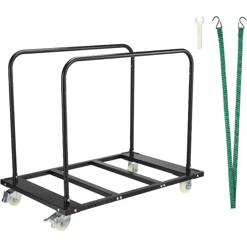 1500 LB Heavy-Duty Steel Folding Table Dolly | Lockable Wheels & Dual Removable Handlebars | Portable Mover for Event/Banquet/School