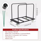 Carrello per tavoli pieghevoli in acciaio nero, capacità 680 kg, multiutente