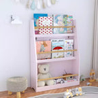 Scaffale per Libri per Bambini a 3 Livelli, Rosa, 1 Bambino