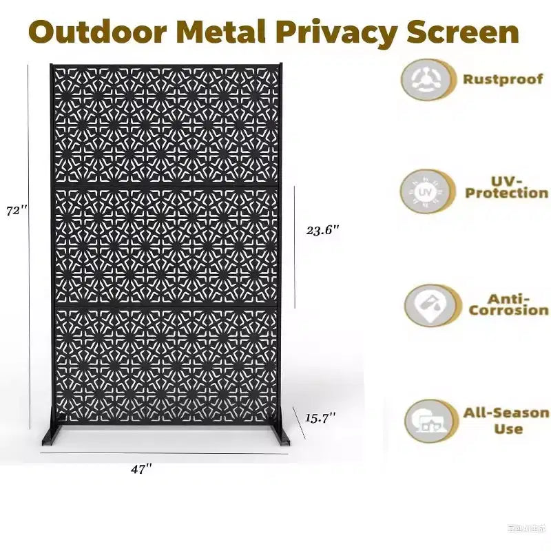 Schermo per la Privacy da Esterno in Metallo a 3 Pannelli – Recinzione Decorativa e Supporto per Piante