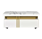 1 Piece MDF Contemporary Coffee Table with Caster Wheels, Moderate Luxury Cocktail Table,