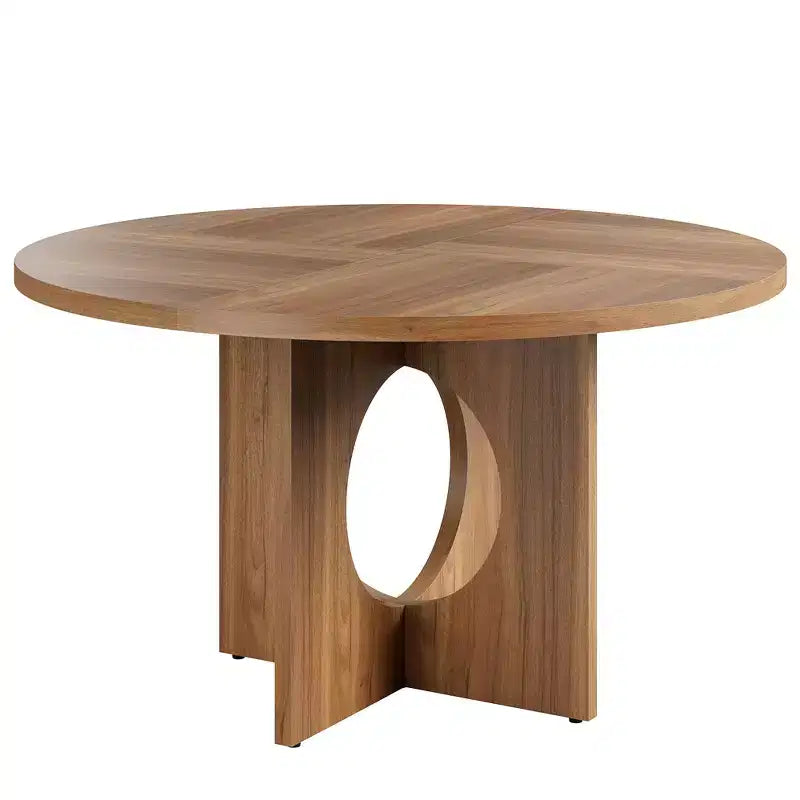 Tavolo da pranzo rotondo da 47", base a piedistallo, 4-6 posti (Nero / Marrone / Noce)
