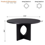 Tavolo da pranzo rotondo da 47", base a piedistallo, 4-6 posti (Nero / Marrone / Noce)