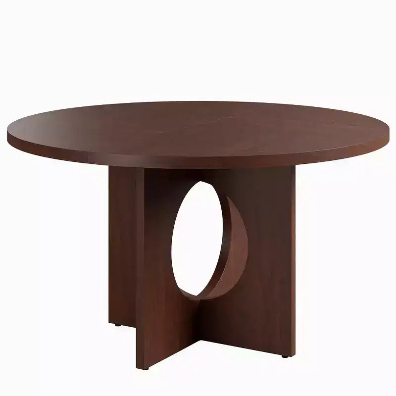 Tavolo da pranzo rotondo da 47", base a piedistallo, 4-6 posti (Nero / Marrone / Noce)