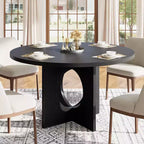 Tavolo da pranzo rotondo da 47", base a piedistallo, 4-6 posti (Nero / Marrone / Noce)