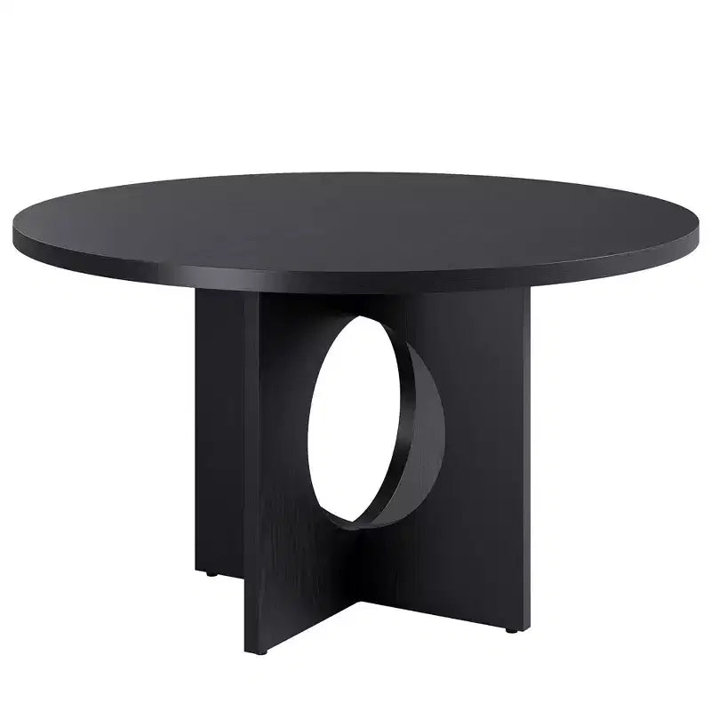 Tavolo da pranzo rotondo da 47", base a piedistallo, 4-6 posti (Nero / Marrone / Noce)