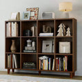 6-Cube Dark Tone Display Shelf, Freestanding Open Bookcase for Living Room and Home Office, Easy Assembly