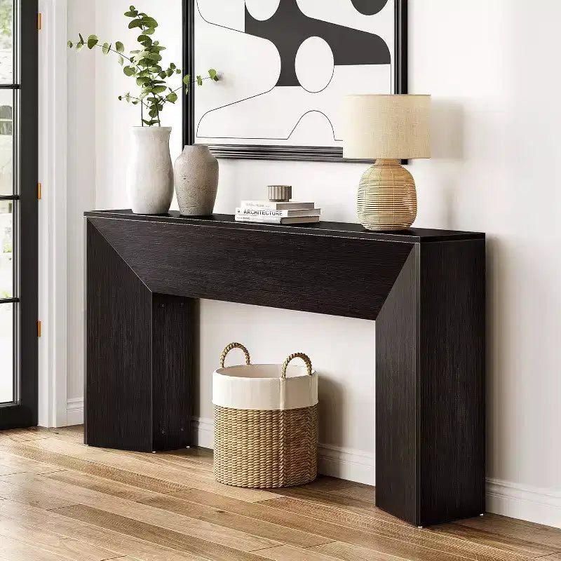 Lantine 63-Inch Console Table for Entryway, Extra Long Black Wooden Sofa Table for Living Room, Modern Hallway Foyer Table, Easy Assembly