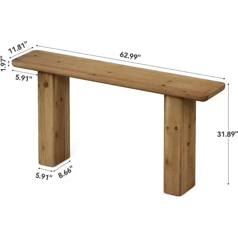 Consolle in legno massello marrone rustico, montaggio a 1 persona, stile rustico