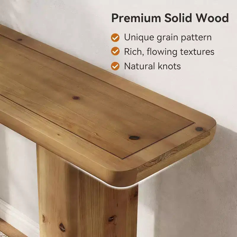 Consolle in legno massello marrone rustico, montaggio a 1 persona, stile rustico