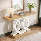Tavolo console geometrico marrone, montaggio da 1 persona, 140 cm