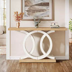 Tavolo console geometrico marrone, montaggio da 1 persona, 140 cm