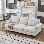 Divano componibile a 2 pezzi Beige Classic Nail Trim, 5 posti a sedere