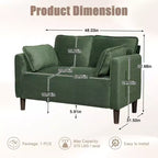 Divanetto 2 Posti in Velluto a Coste con Tasca Laterale – Beige / Verde / Grigio
