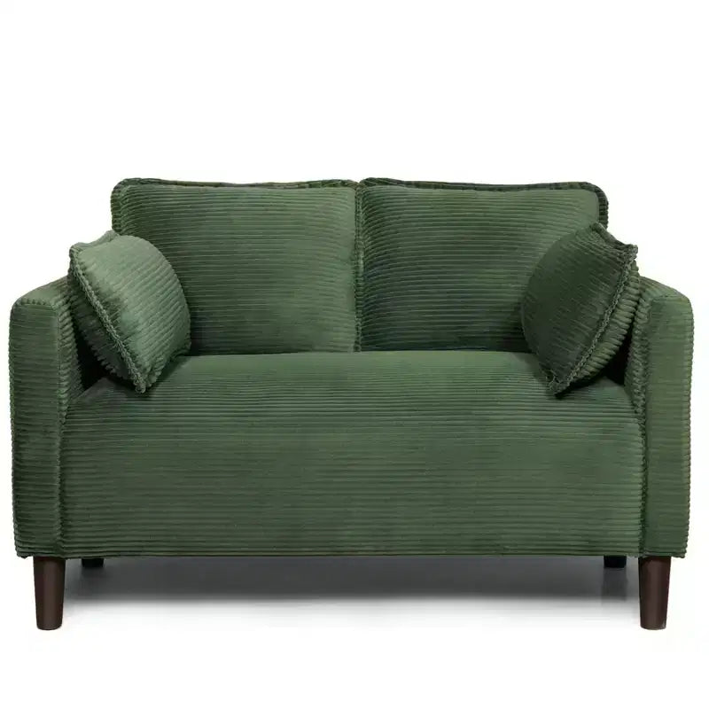 Divanetto 2 Posti in Velluto a Coste con Tasca Laterale – Beige / Verde / Grigio