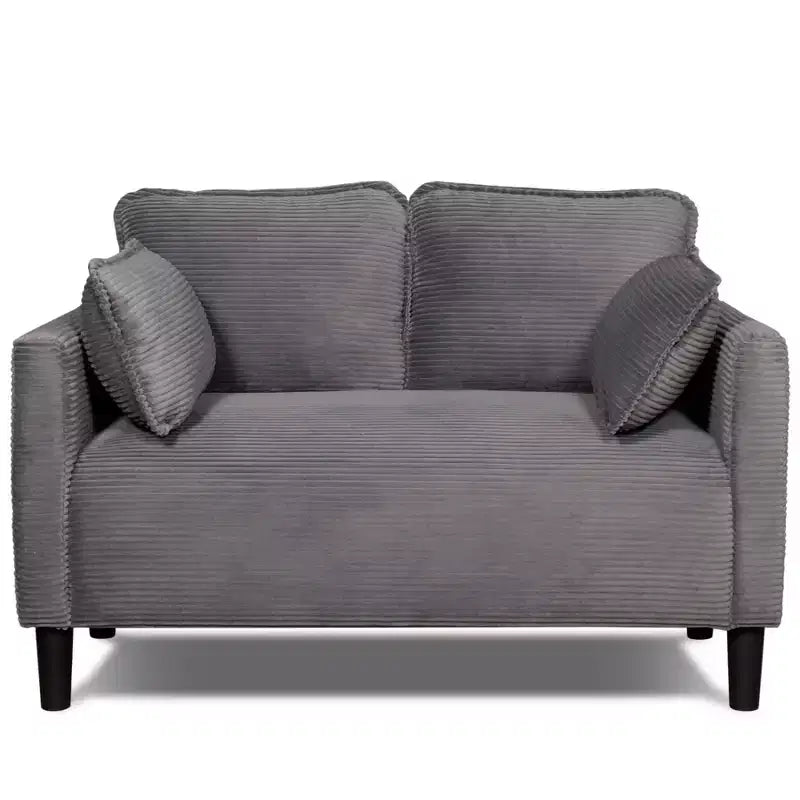 Divanetto 2 Posti in Velluto a Coste con Tasca Laterale – Beige / Verde / Grigio