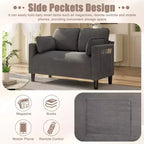 Divanetto 2 Posti in Velluto a Coste con Tasca Laterale – Beige / Verde / Grigio